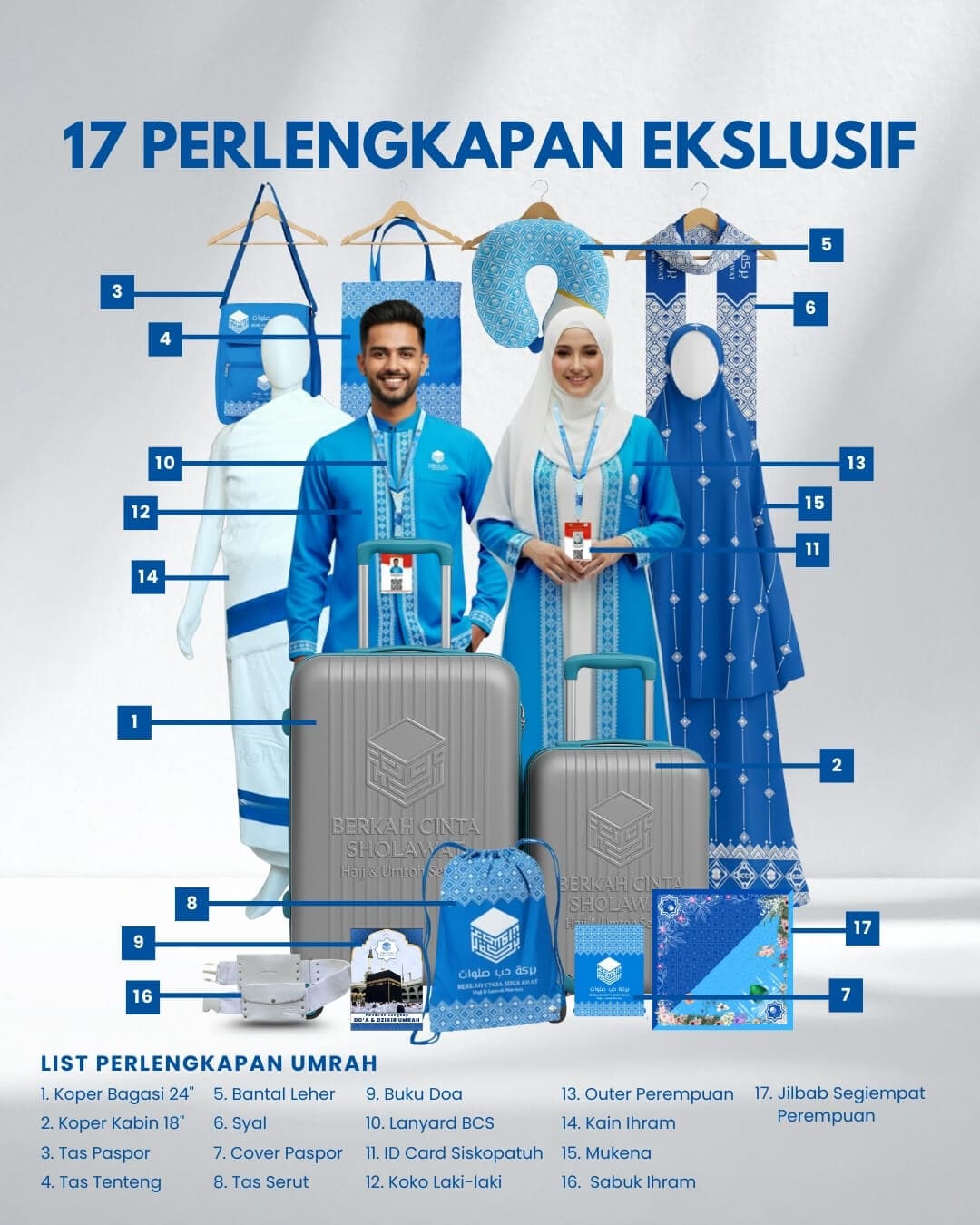 Perlengkapan eksklusif jamaah PT Berkah Cinta Sholawat